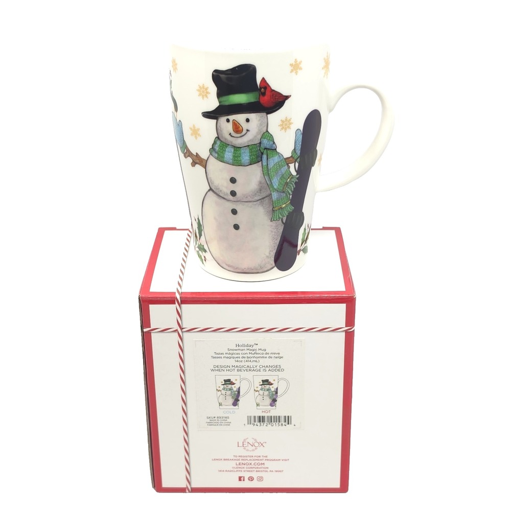 Lenox Holiday Snowman Magic Porcelain Mug 14 ounces Design Changing New